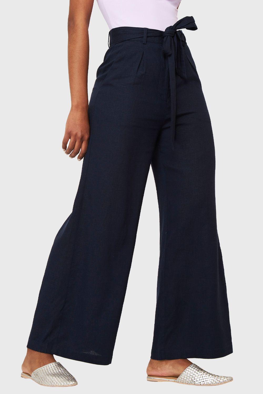 Pantalón Palazzo Bolsillos Azul Marino Nicopoly-4