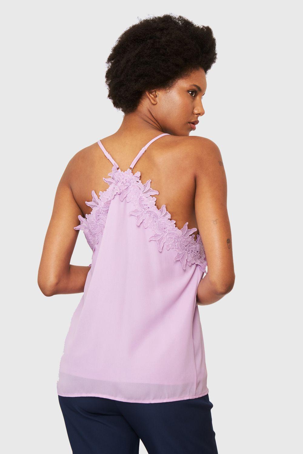 Blusa Escote Flores Lila Nicopoly-3