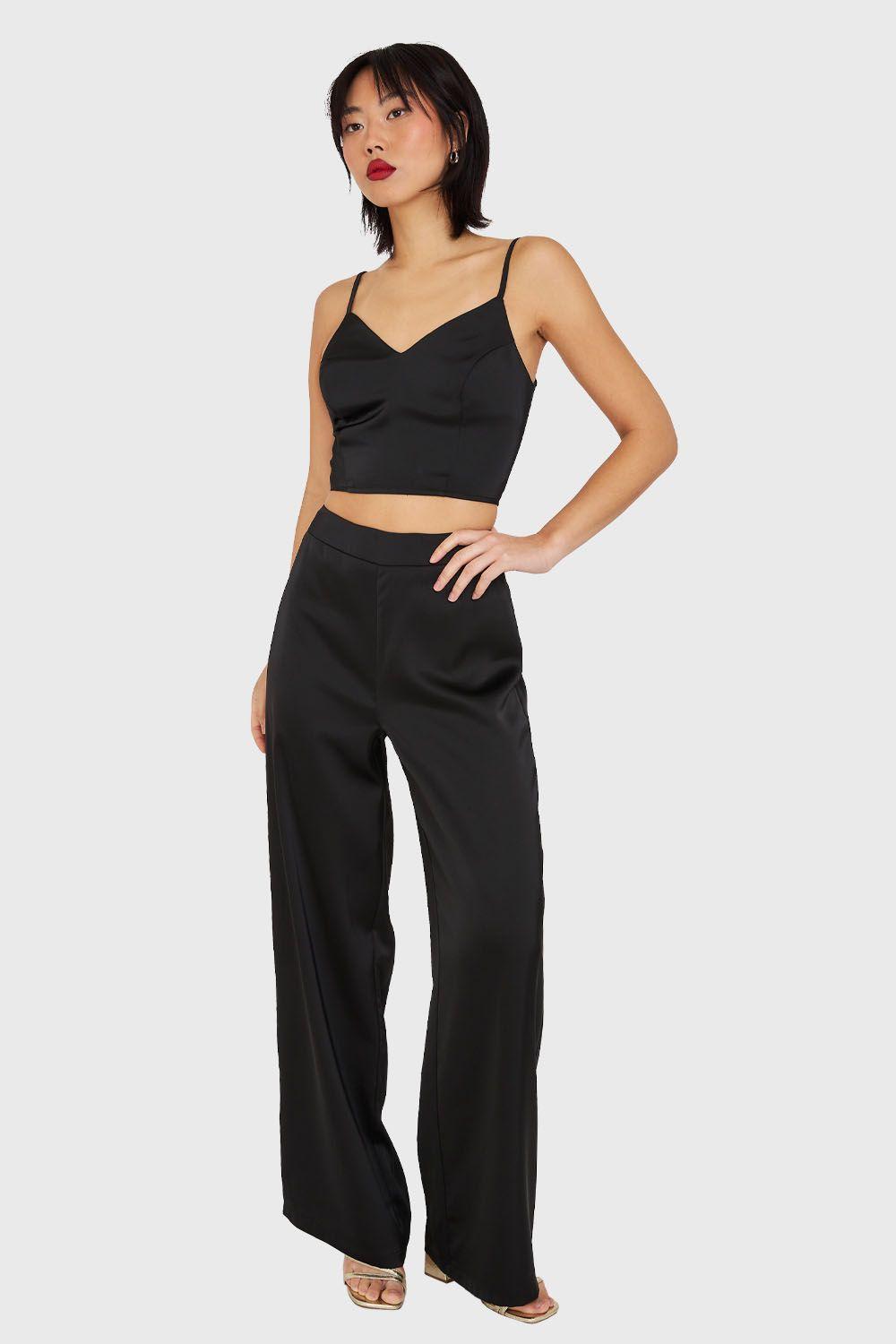Crop Top Lace Up Negro Nicopoly-1