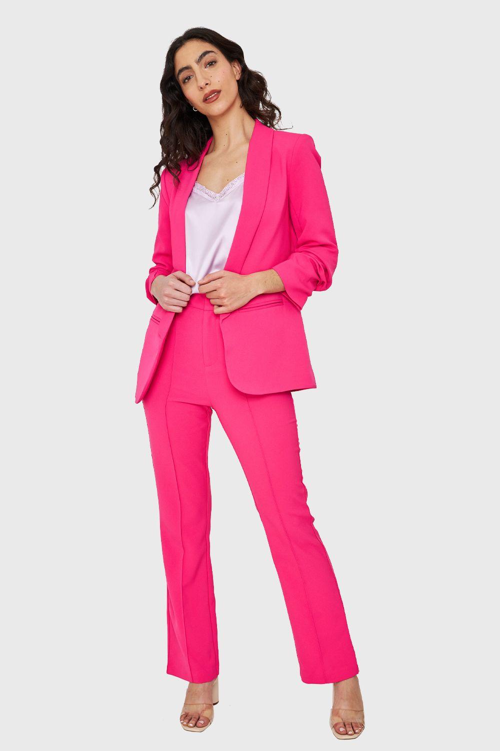 Blazer Manga 3/4 Con Pliegues Fucsia Nicopoly-1