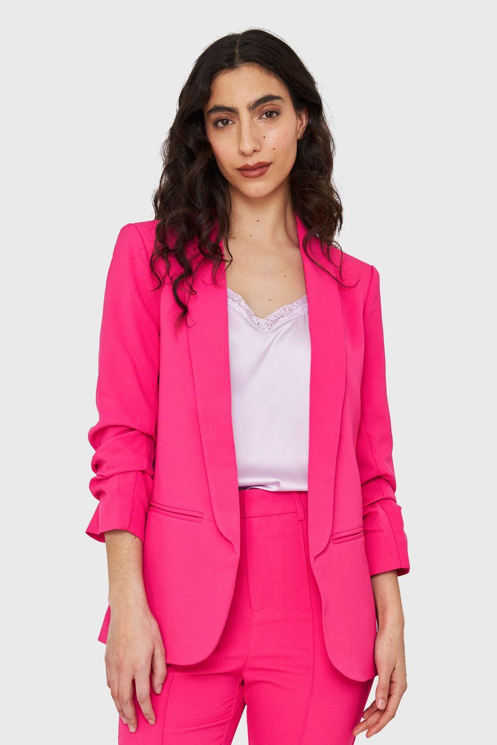 Blazer Manga 3/4 Con Pliegues Fucsia Nicopoly-4