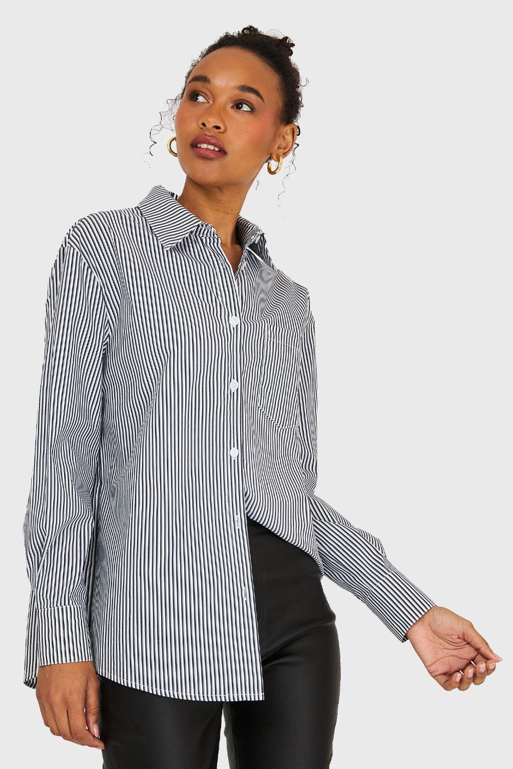 Camisa Rayas Negro Nicopoly-0