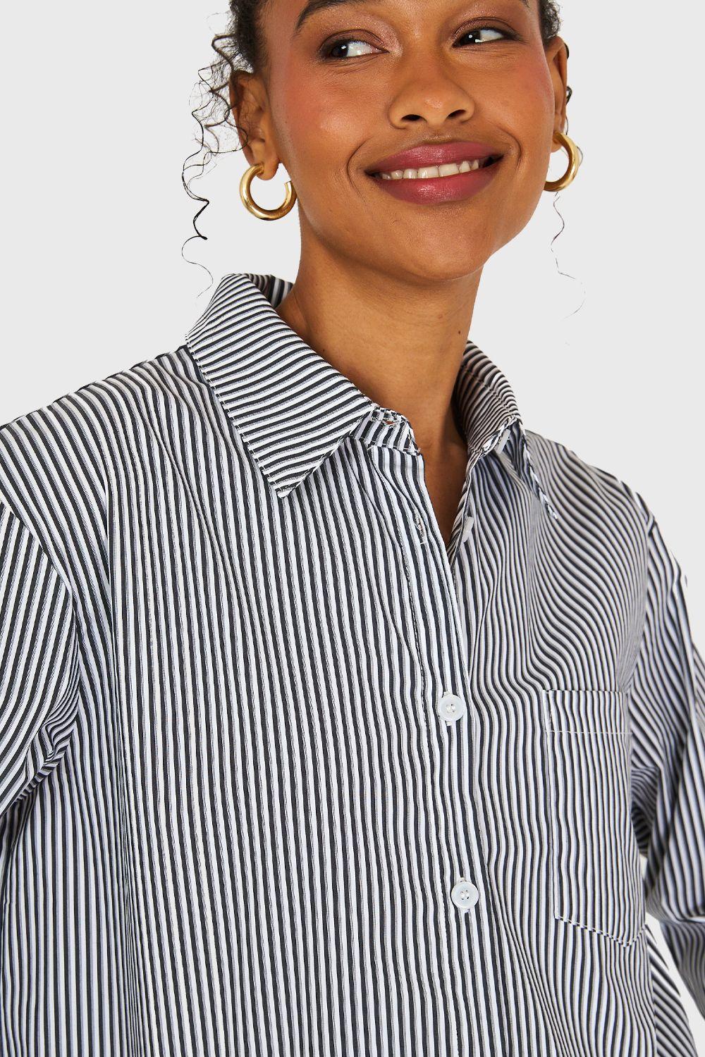Camisa Rayas Negro Nicopoly-5