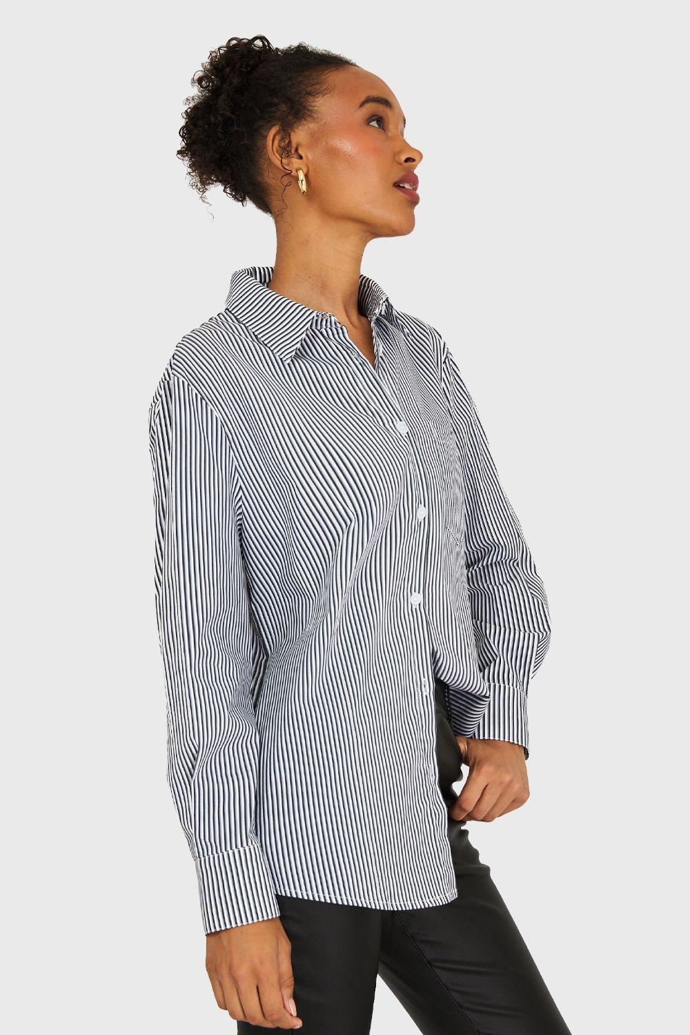 Camisa Rayas Negro Nicopoly-2