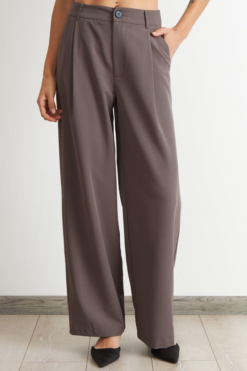 Pantalón Vestir Recto Mocca Nicopoly-0