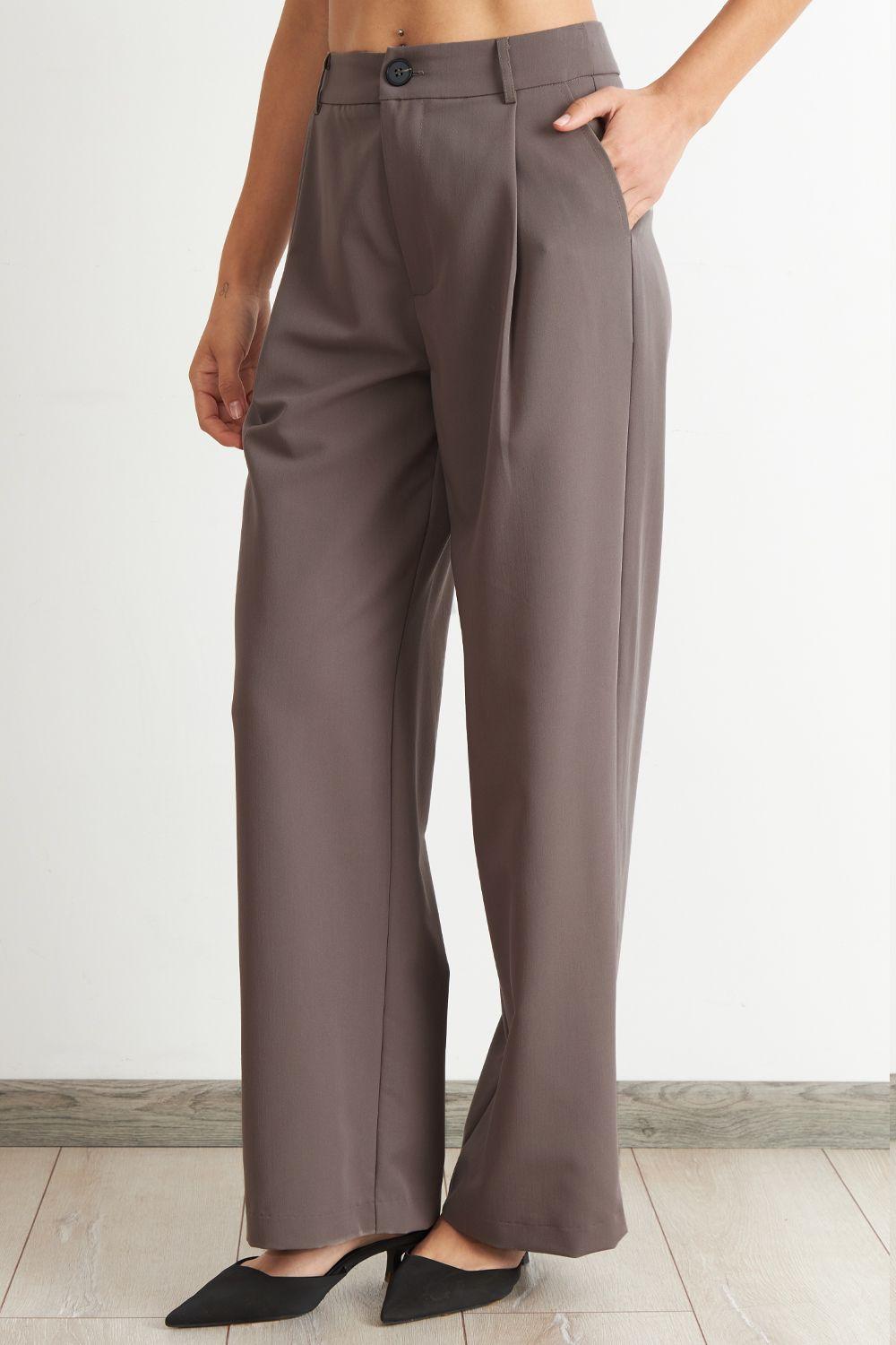 Pantalón Vestir Recto Mocca Nicopoly-2