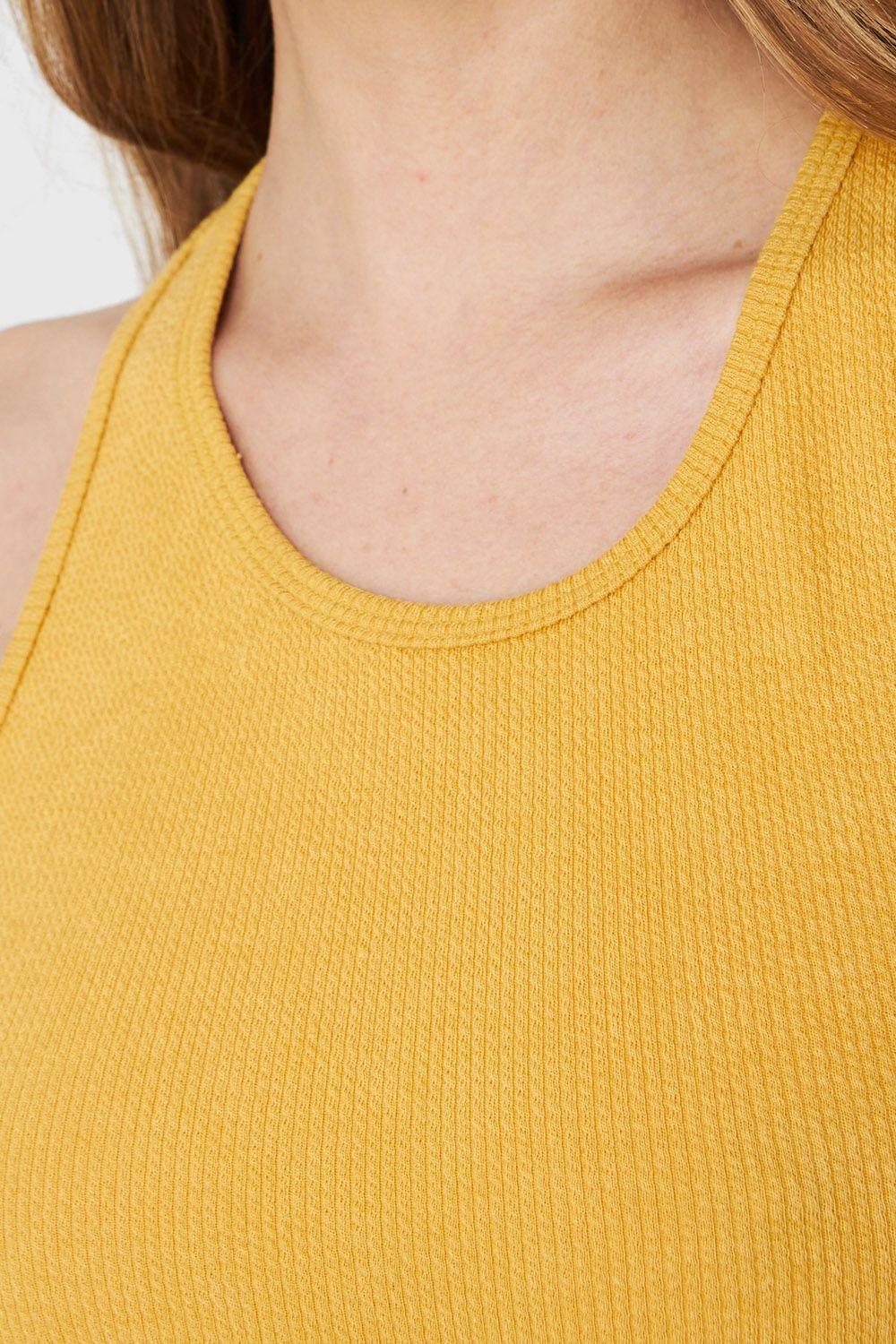 Crop Top Elasticado Mostaza Nicopoly-5