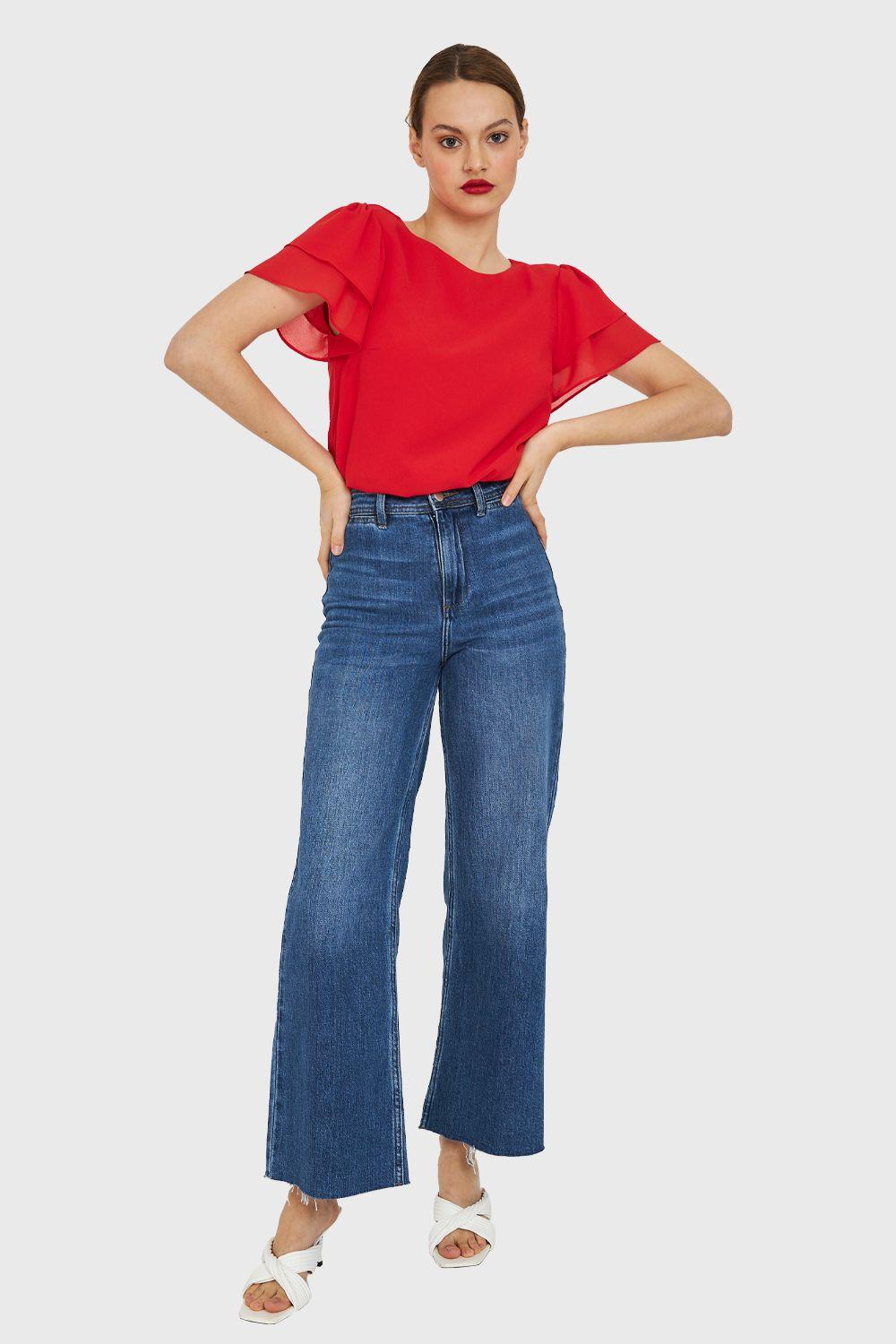 Blusa Mangas Vuelos Rojo Nicopoly-1