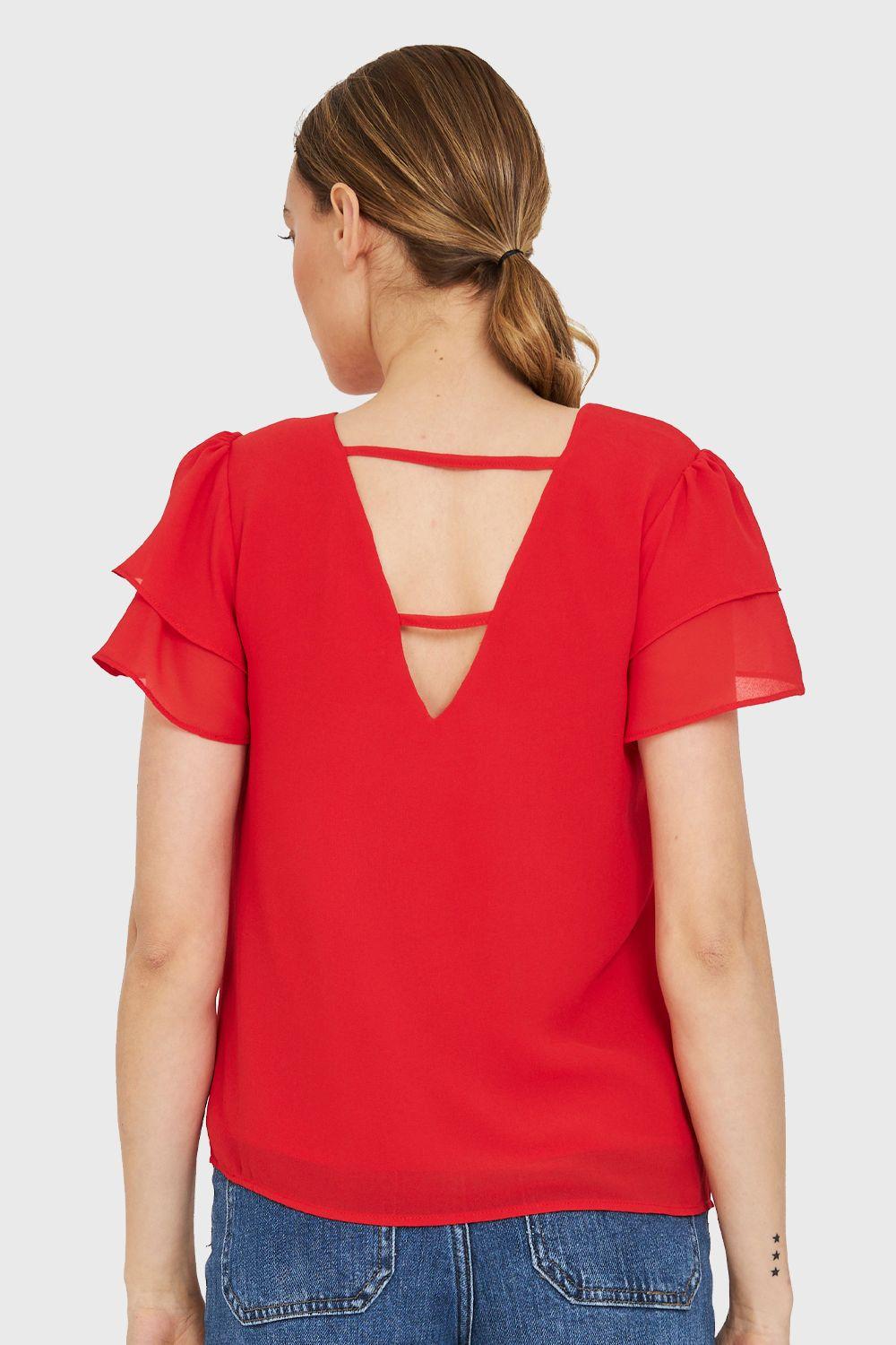 Blusa Mangas Vuelos Rojo Nicopoly-3