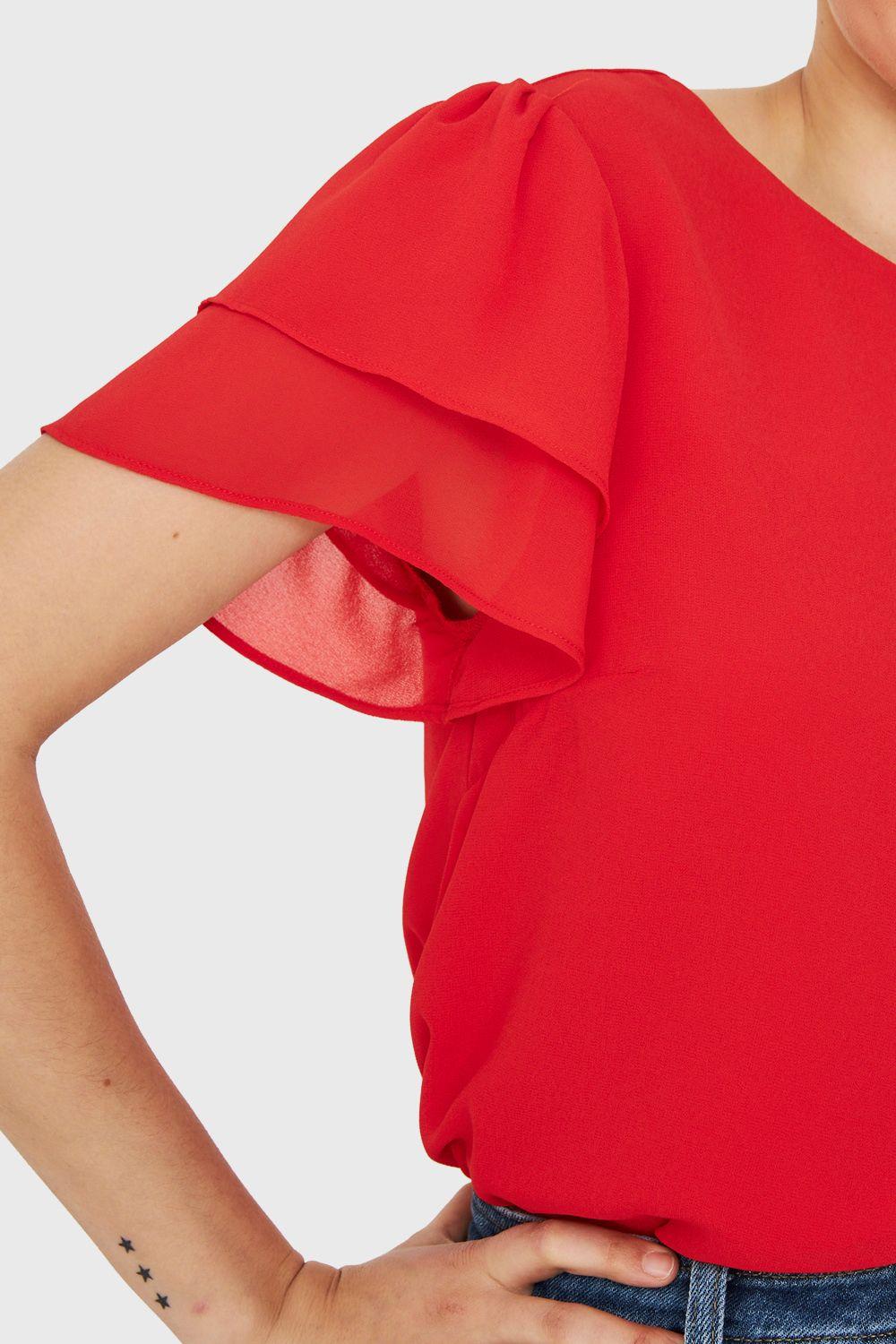 Blusa Mangas Vuelos Rojo Nicopoly-5
