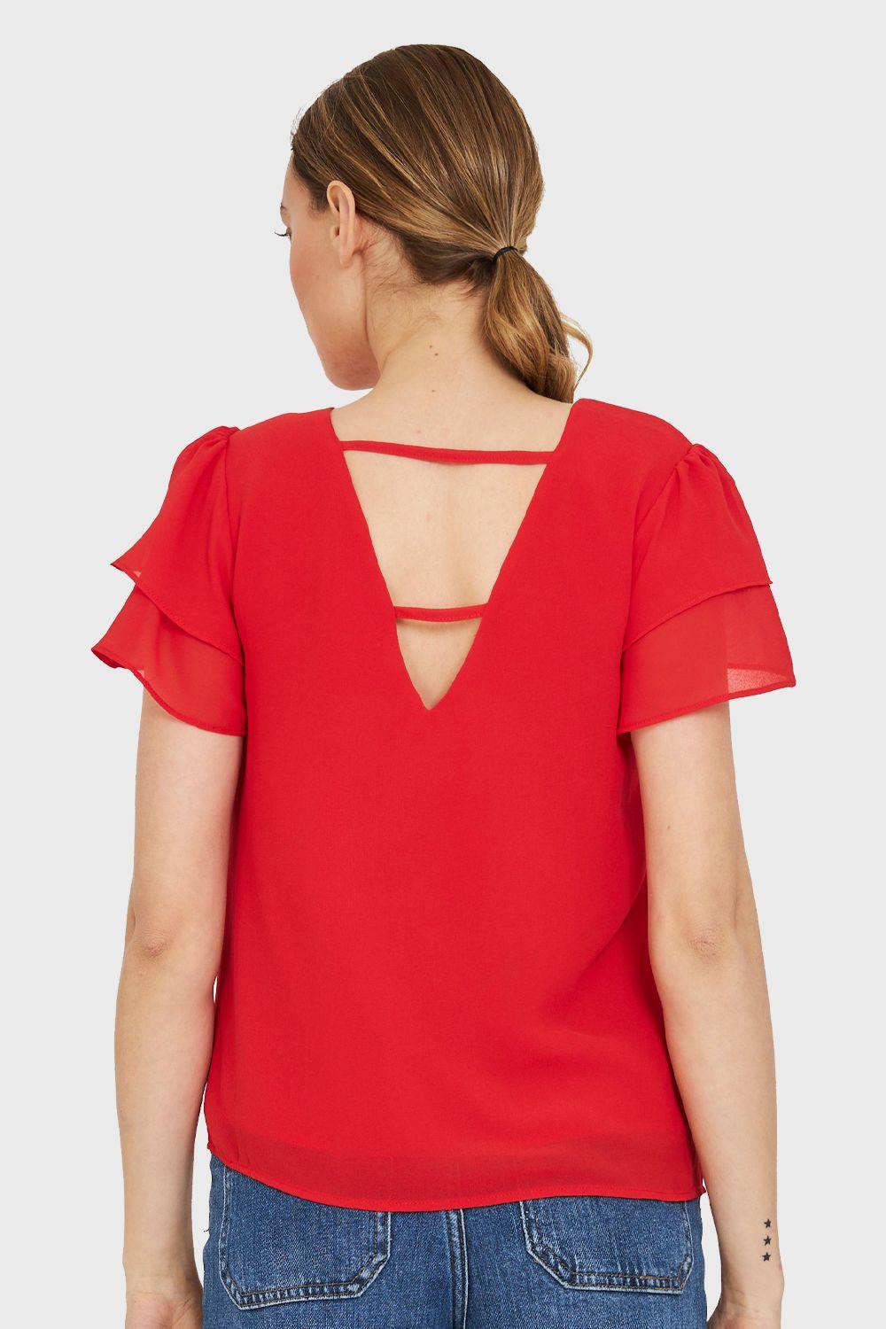 Blusa Mangas Vuelos Rojo Nicopoly-3