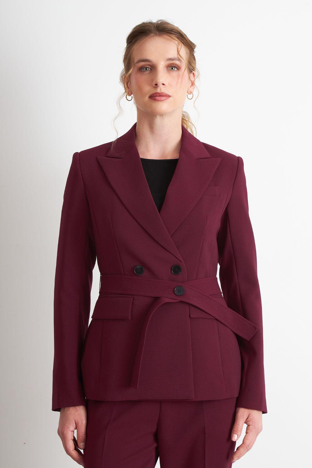 Blazer Cinturón Burdeo Nicopoly-4