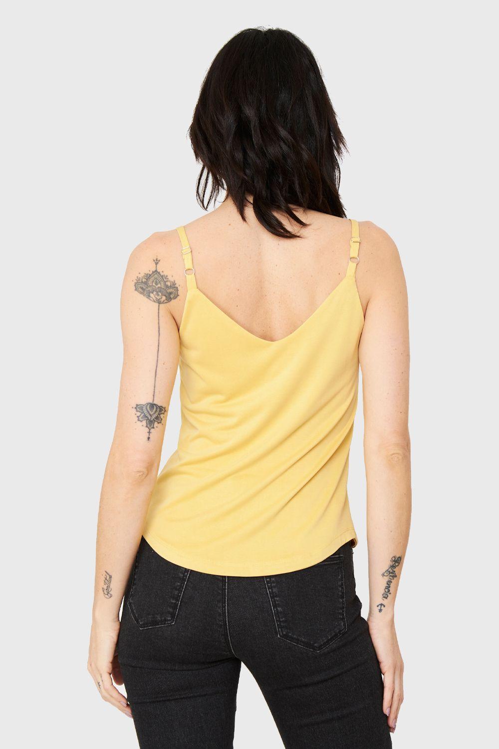 Polera Escote Cruzado Amarillo Nicopoly-3