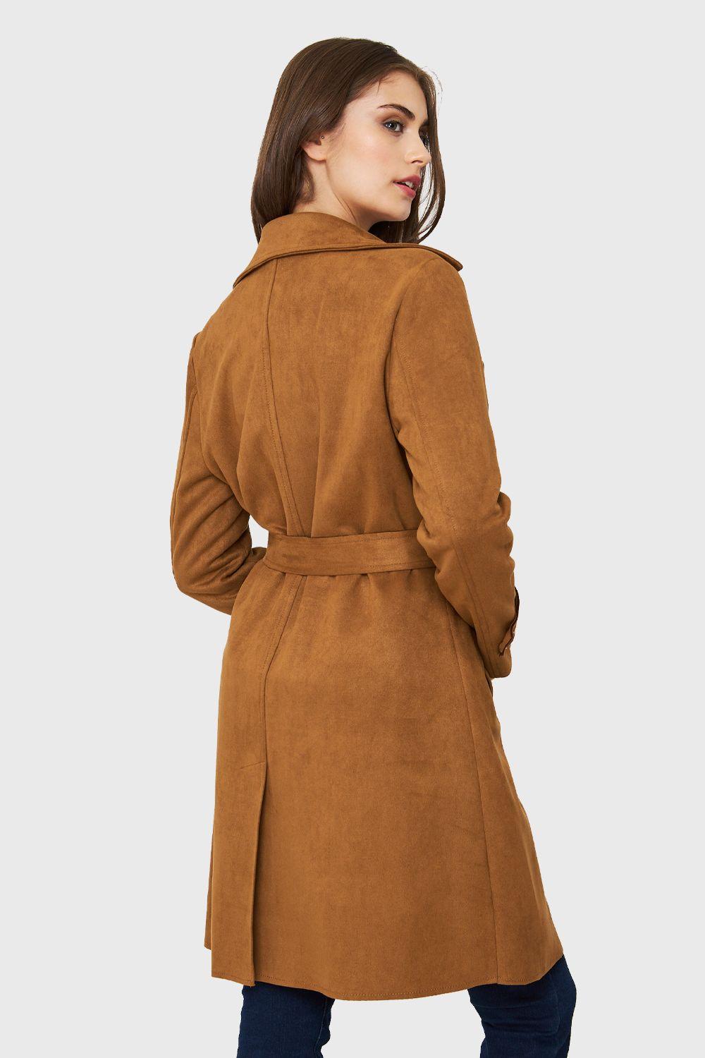 Trench Tipo Gamuza Lazo Café Nicopoly-3