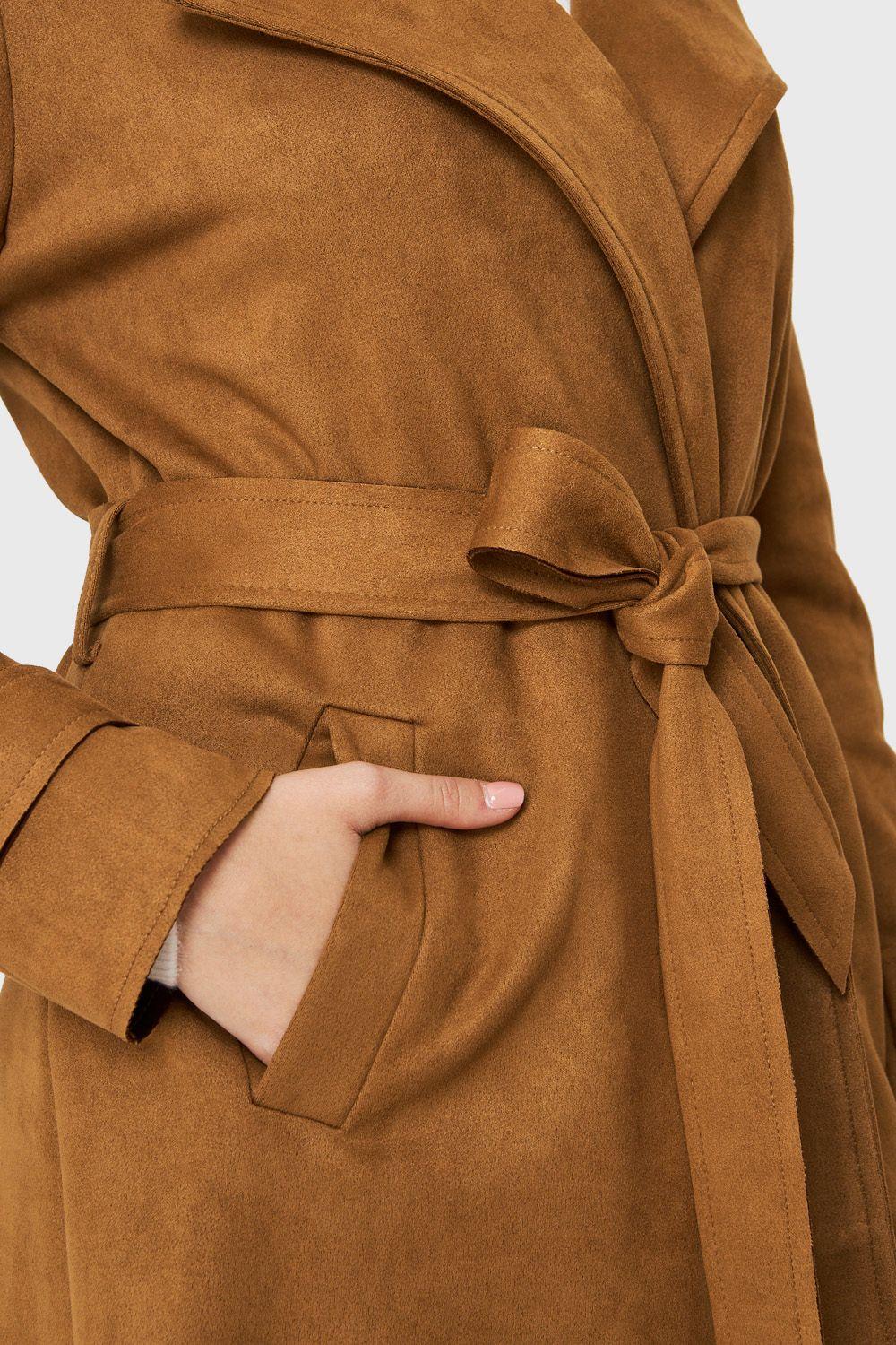 Trench Tipo Gamuza Lazo Café Nicopoly-5