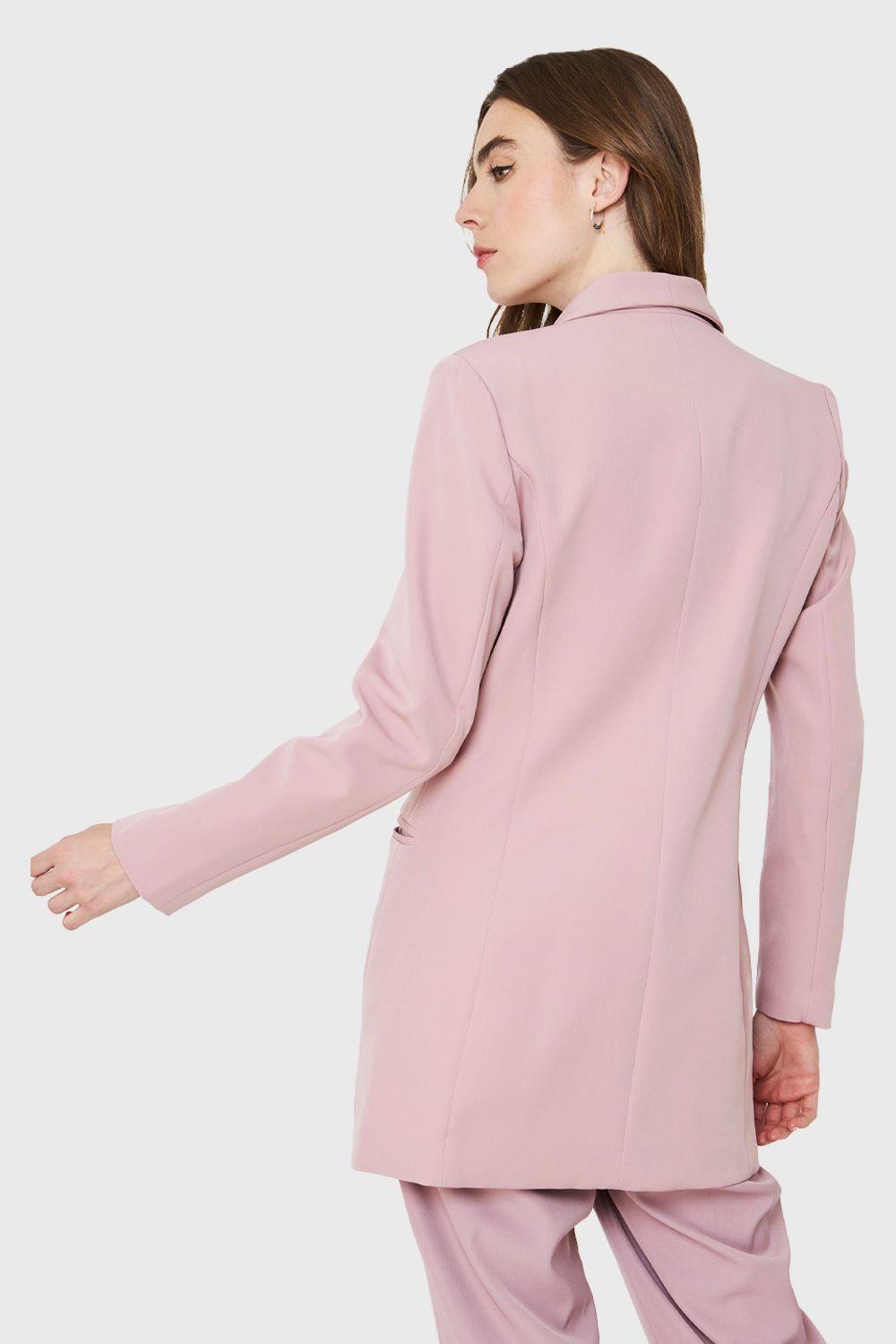 Blazer Largo Cuatro Botones Rosa Pastel Nicopoly-3