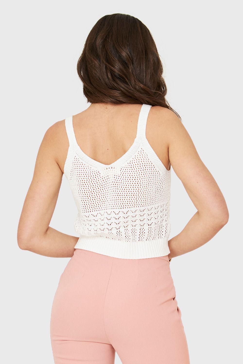 Crop Top Tipo Tejido Blanco Nicopoly-3