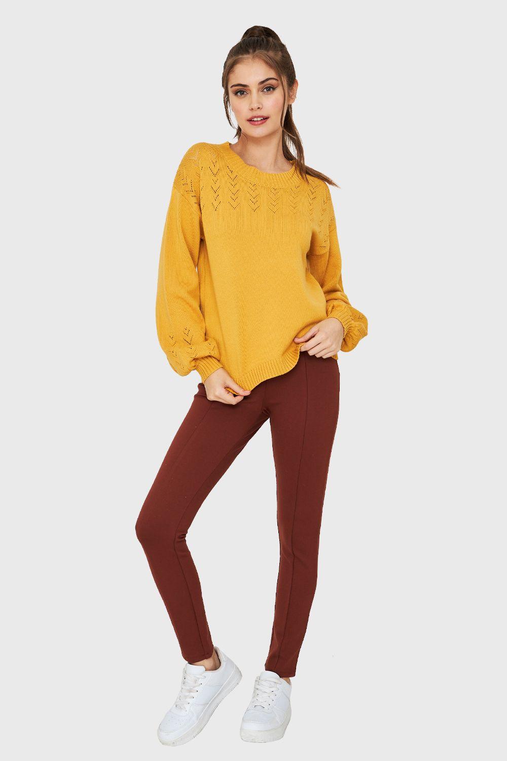 Sweater Tipo Hilo Manga Globo Amarillo Nicopoly-1