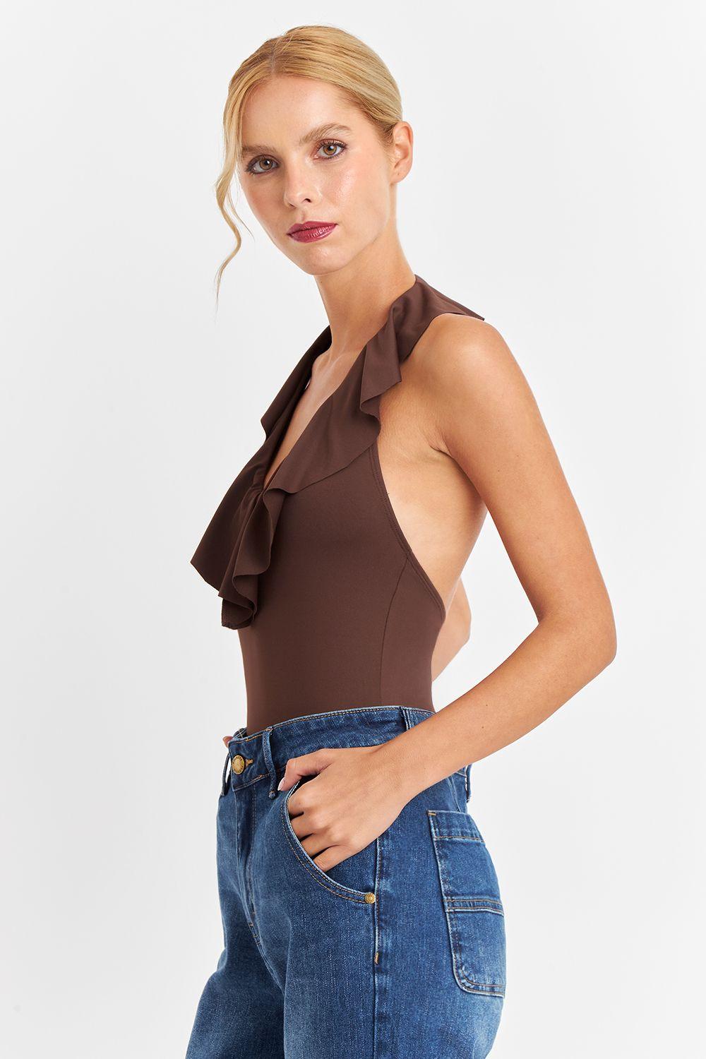 Body Escote Volantes Café Nicopoly-2