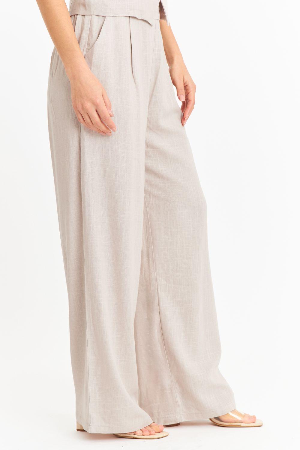 Pantalón Mezcla Lino Khaki Nicopoly-2