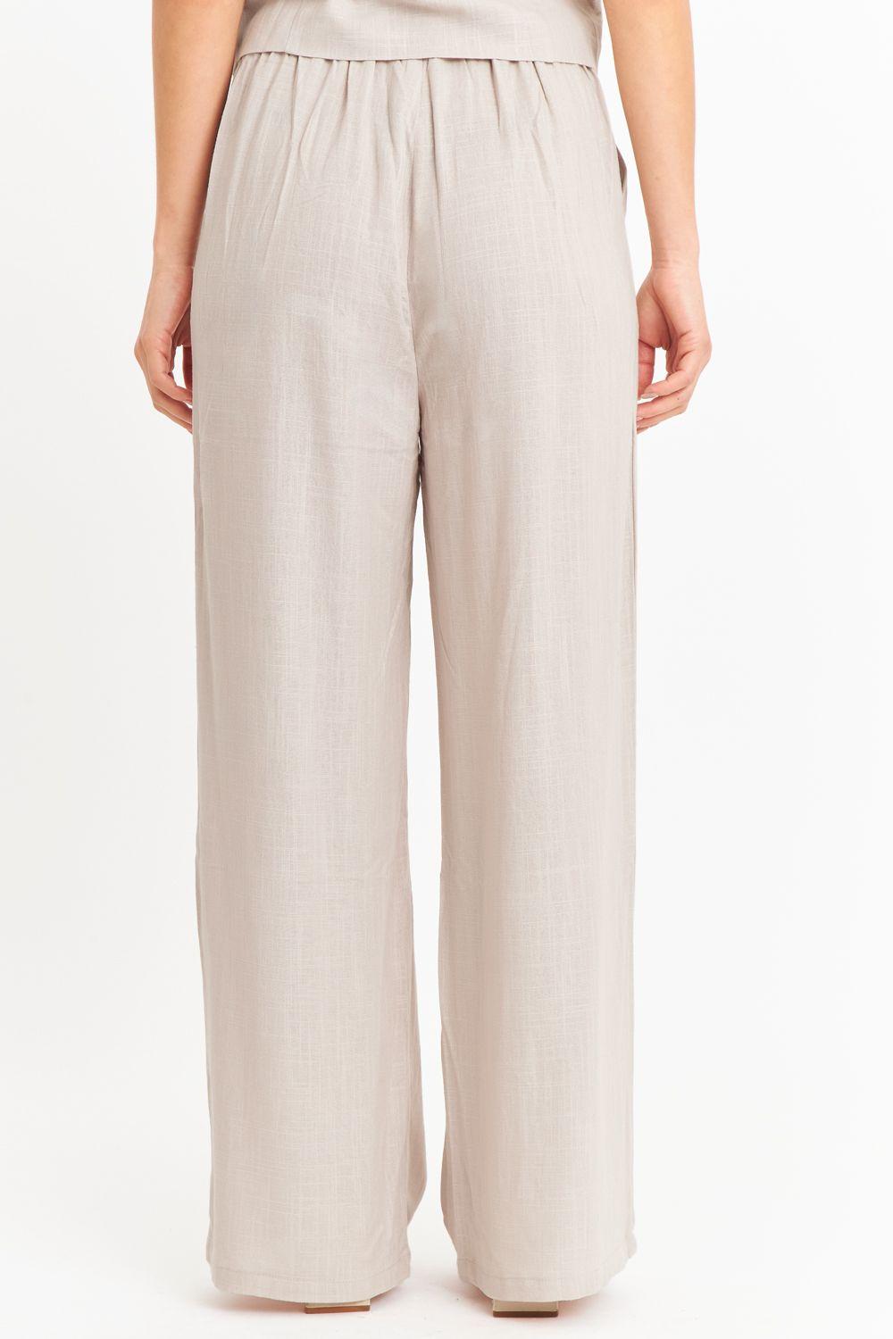 Pantalón Mezcla Lino Khaki Nicopoly-3