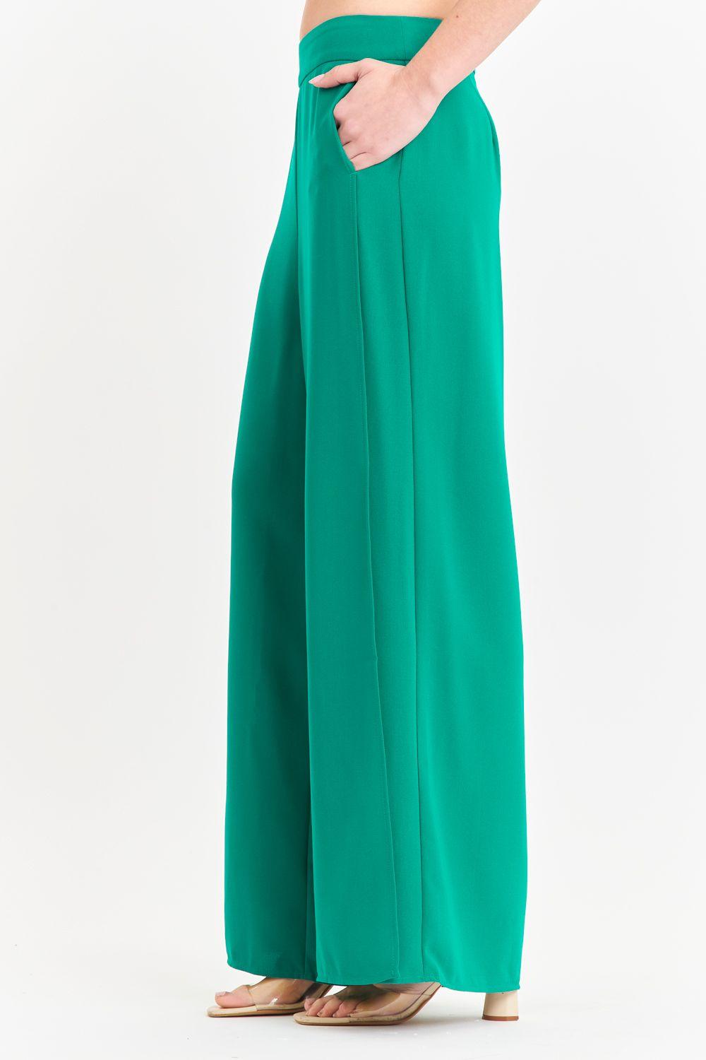 Pantalón Palazzo Tajos Verde Nicopoly-2
