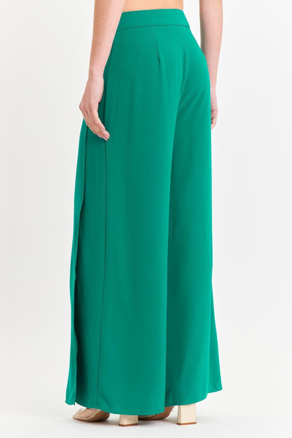 Pantalón Palazzo Tajos Verde Nicopoly-3