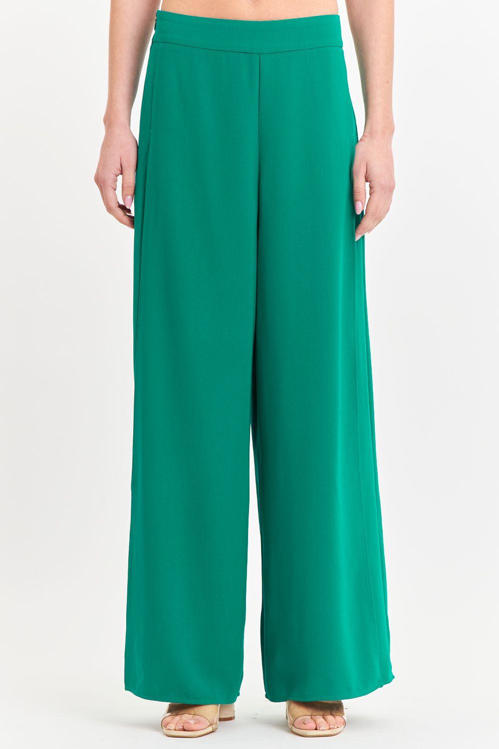 Pantalón Palazzo Tajos Verde Nicopoly-4