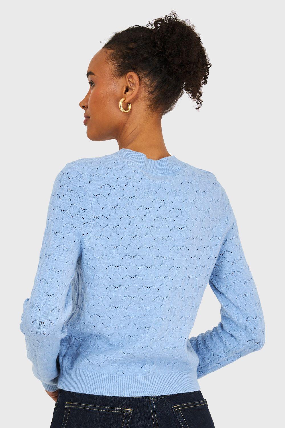 Sweater Básico Cuello Redondo Celeste Nicopoly-3