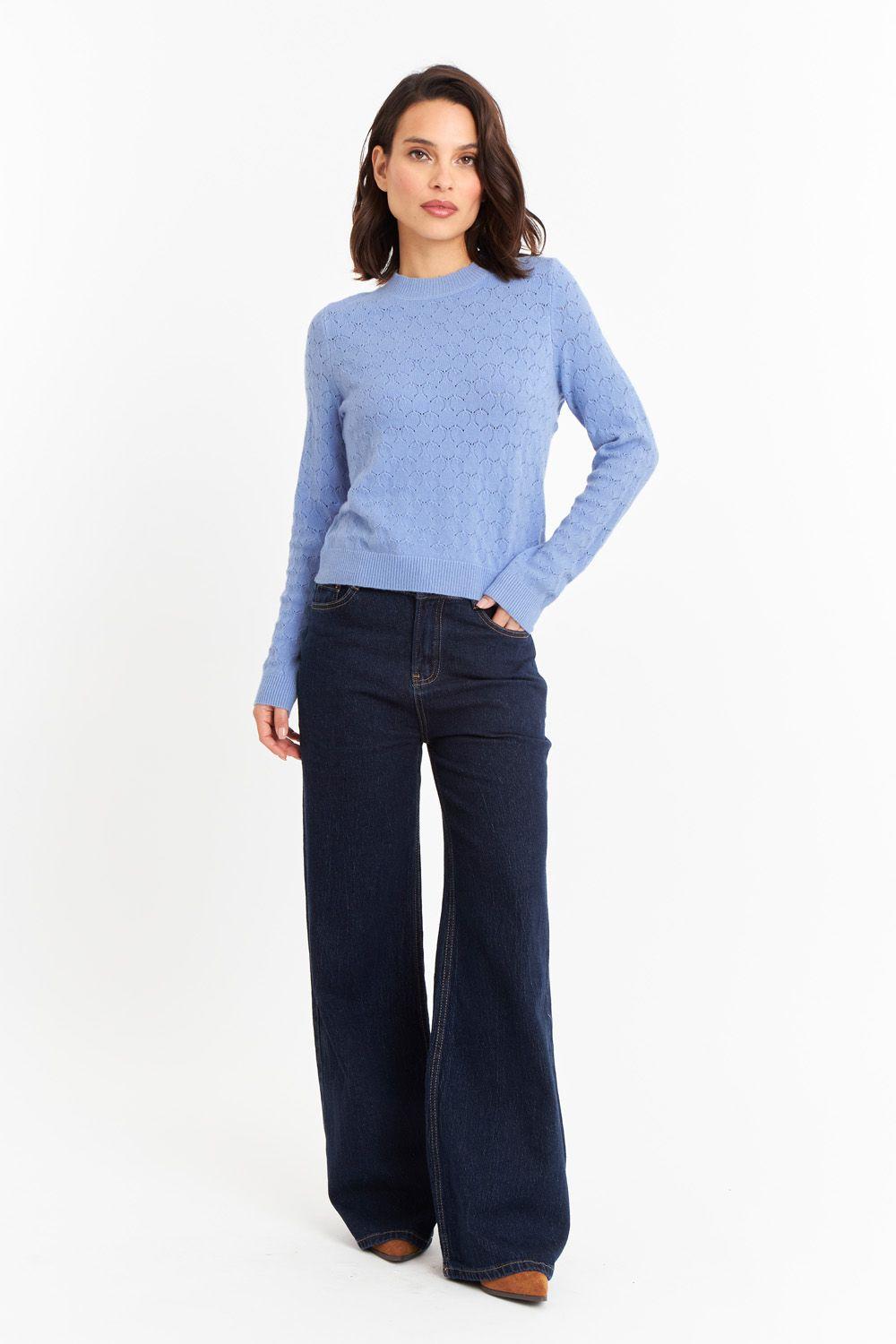 Sweater Básico Cuello Redondo Celeste Nicopoly-1
