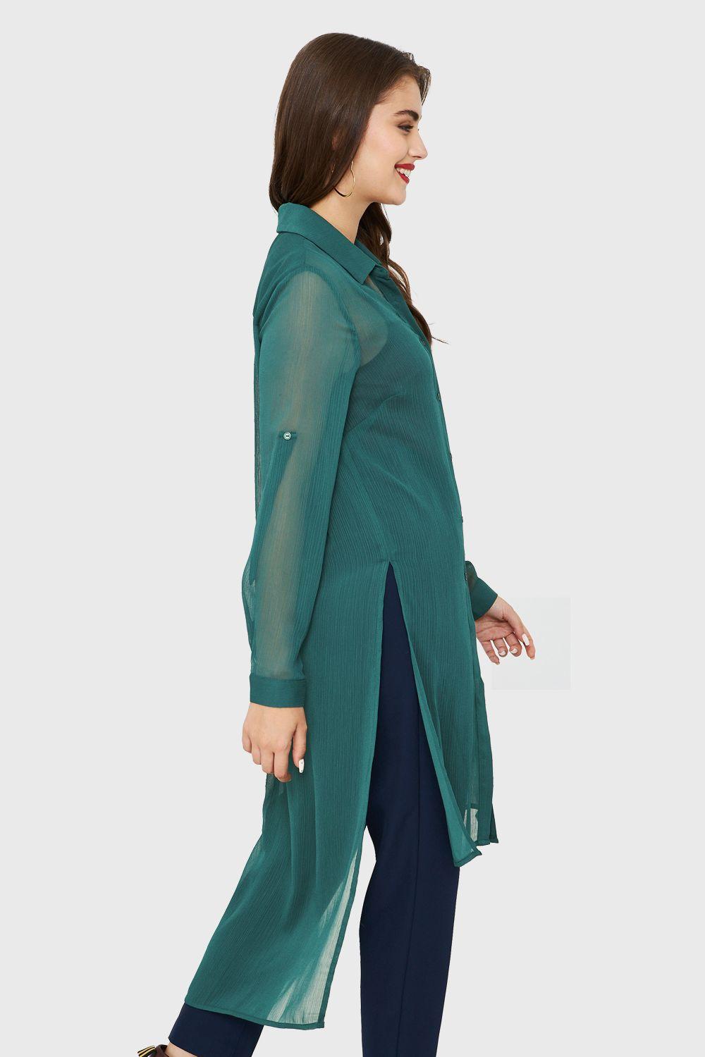 Blusa Larga Transparente Verde Nicopoly-2