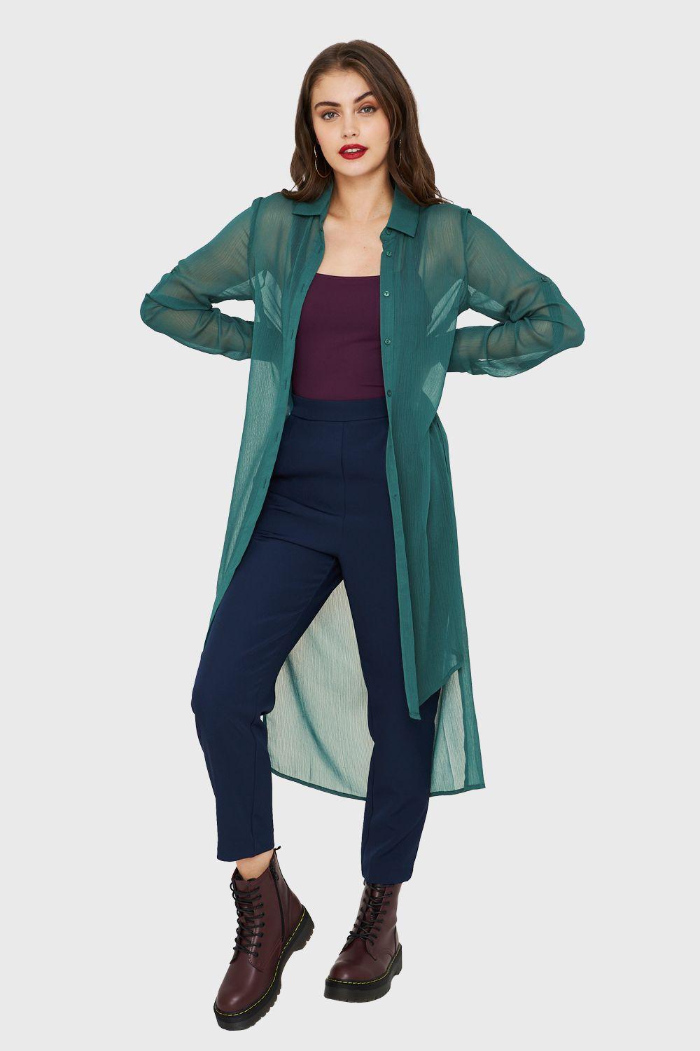 Blusa Larga Transparente Verde Nicopoly-1