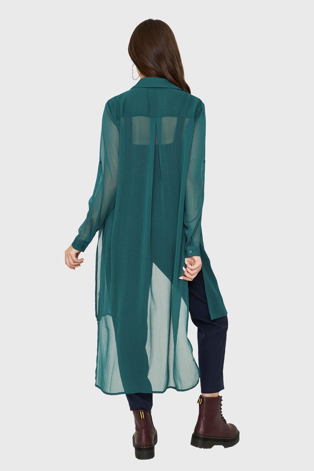 Blusa Larga Transparente Verde Nicopoly-3