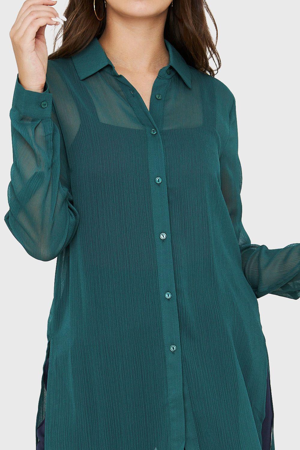 Blusa Larga Transparente Verde Nicopoly-5