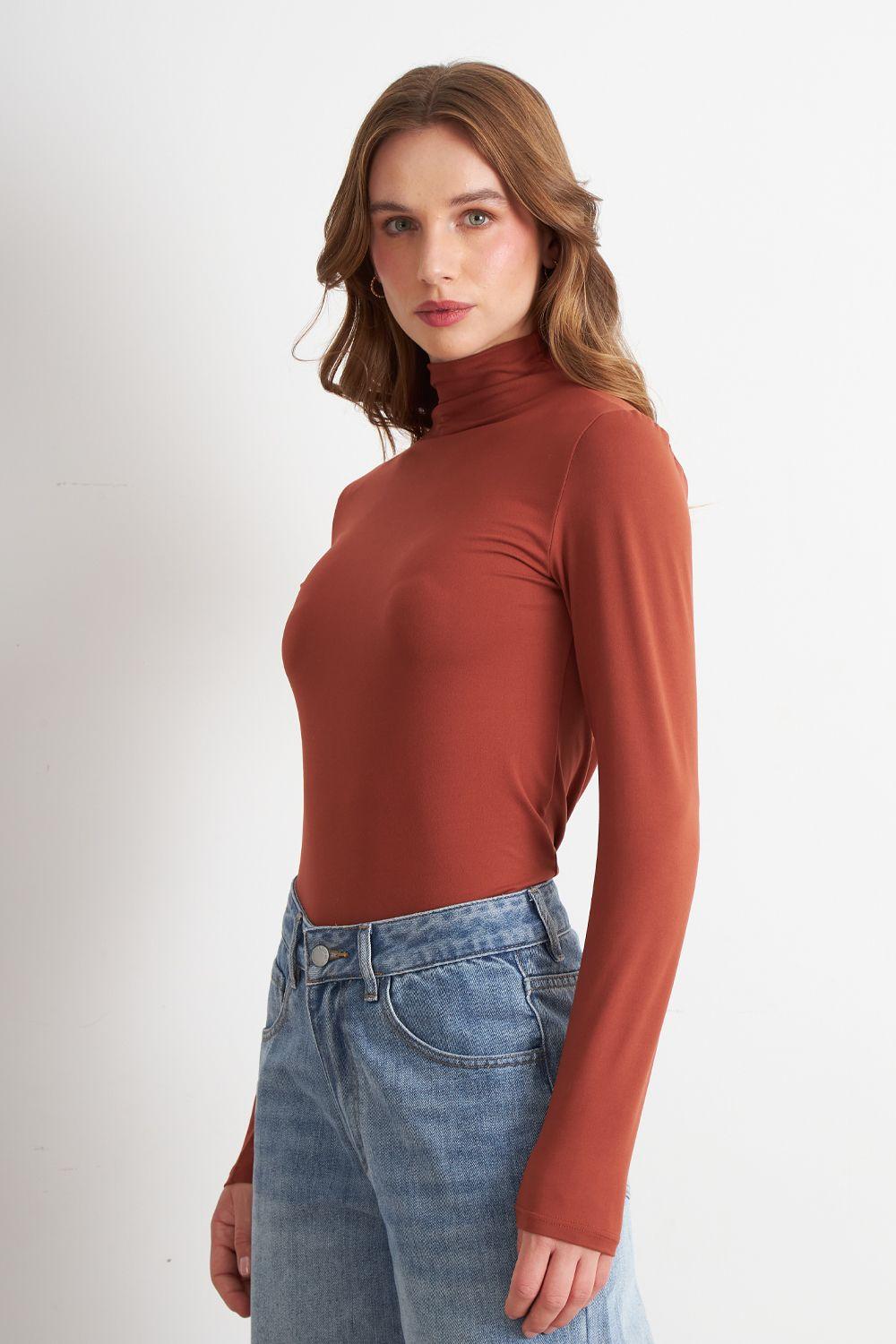 Polera Manga Larga Cuello Alto Óxido Nicopoly-2