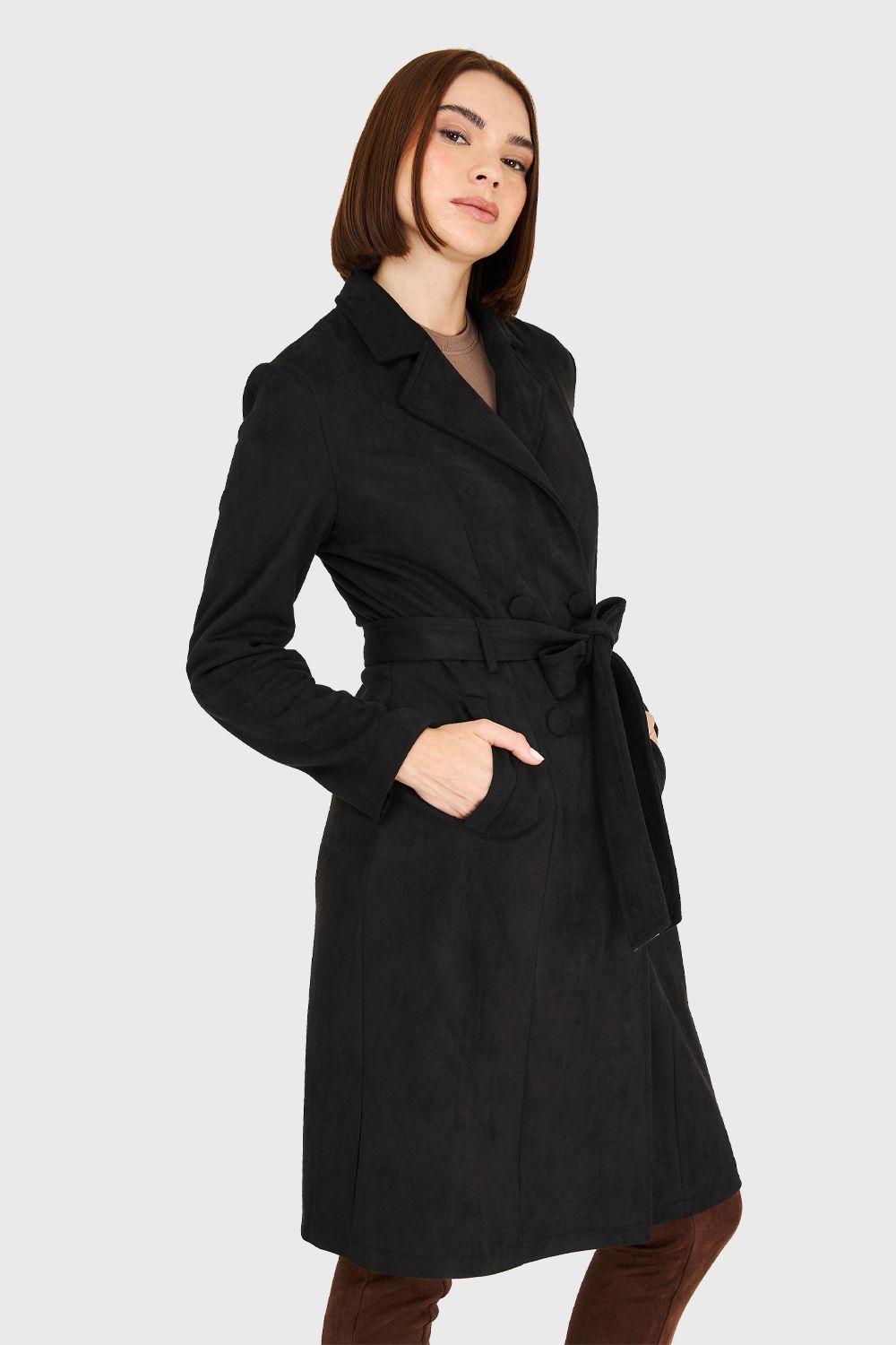 Trench Tipo Gamuza Negro Nicopoly-2