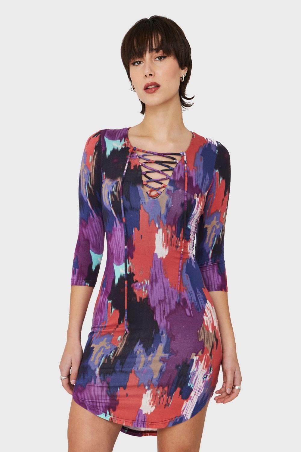 Vestido Corto Multicolor Nicopoly-0