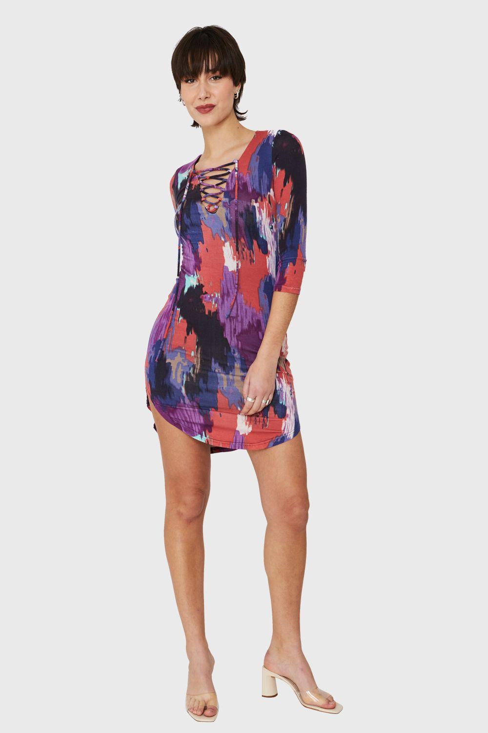 Vestido Corto Multicolor Nicopoly-1