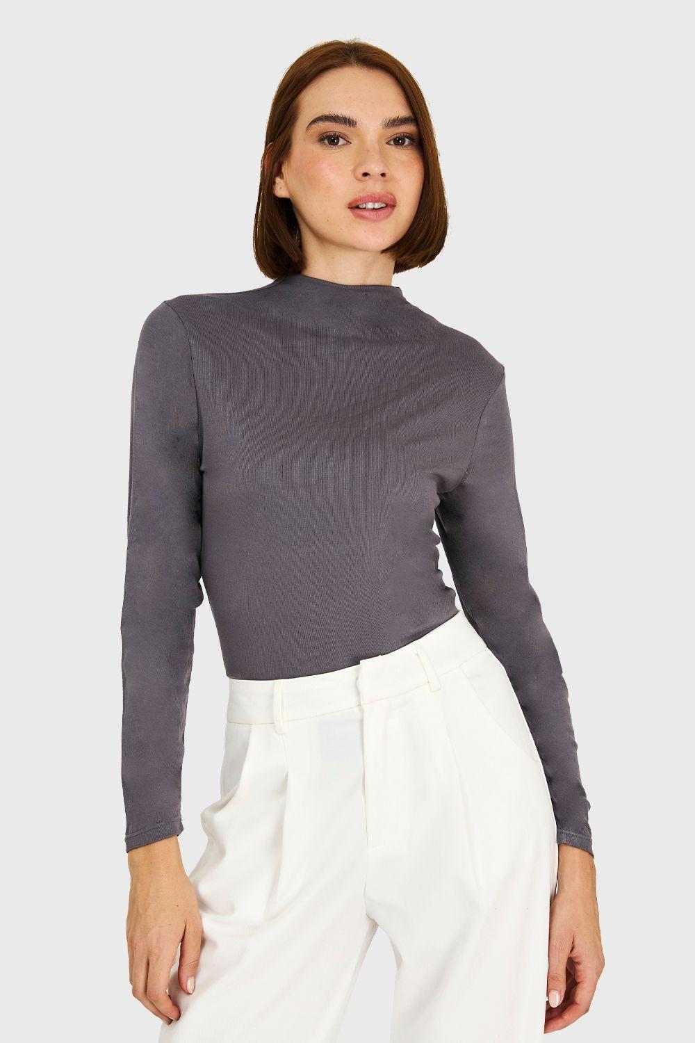 Polera Cuello Alto Grafito Nicopoly-0