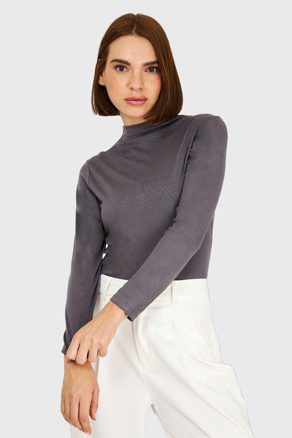 Polera Cuello Alto Grafito Nicopoly-4
