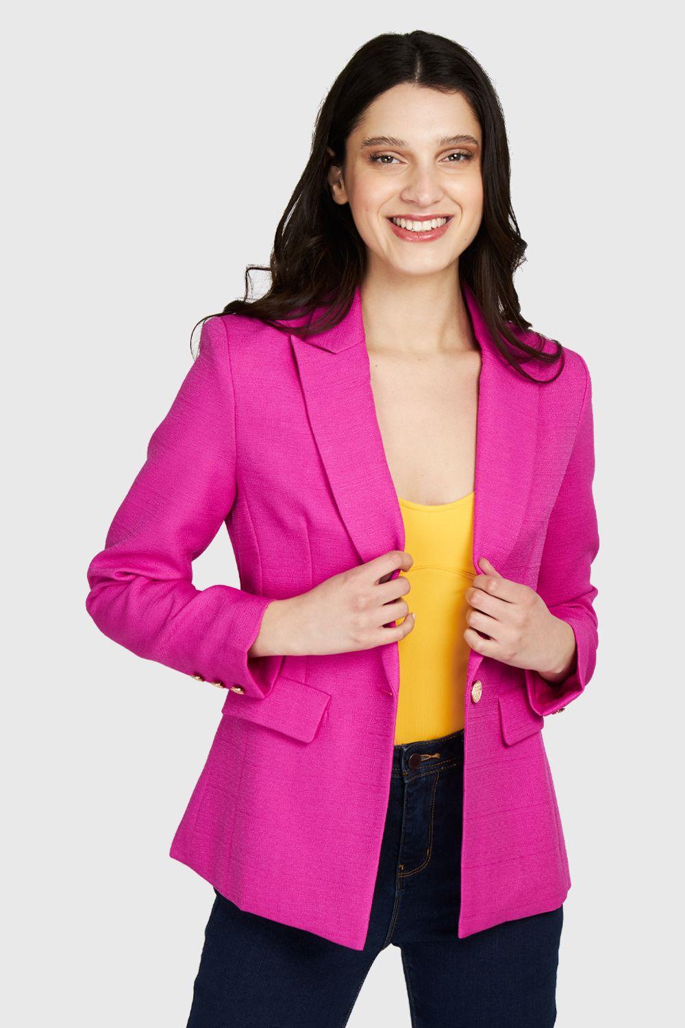 Blazer Botones Dorados Fucsia Nicopoly-0