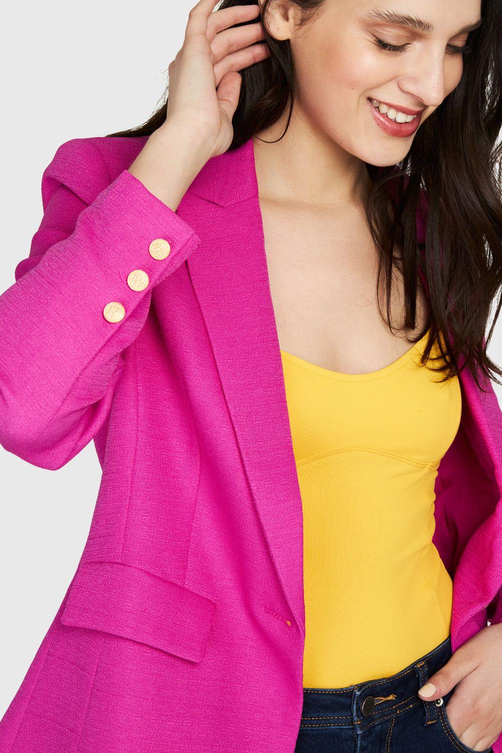 Blazer Botones Dorados Fucsia Nicopoly-4