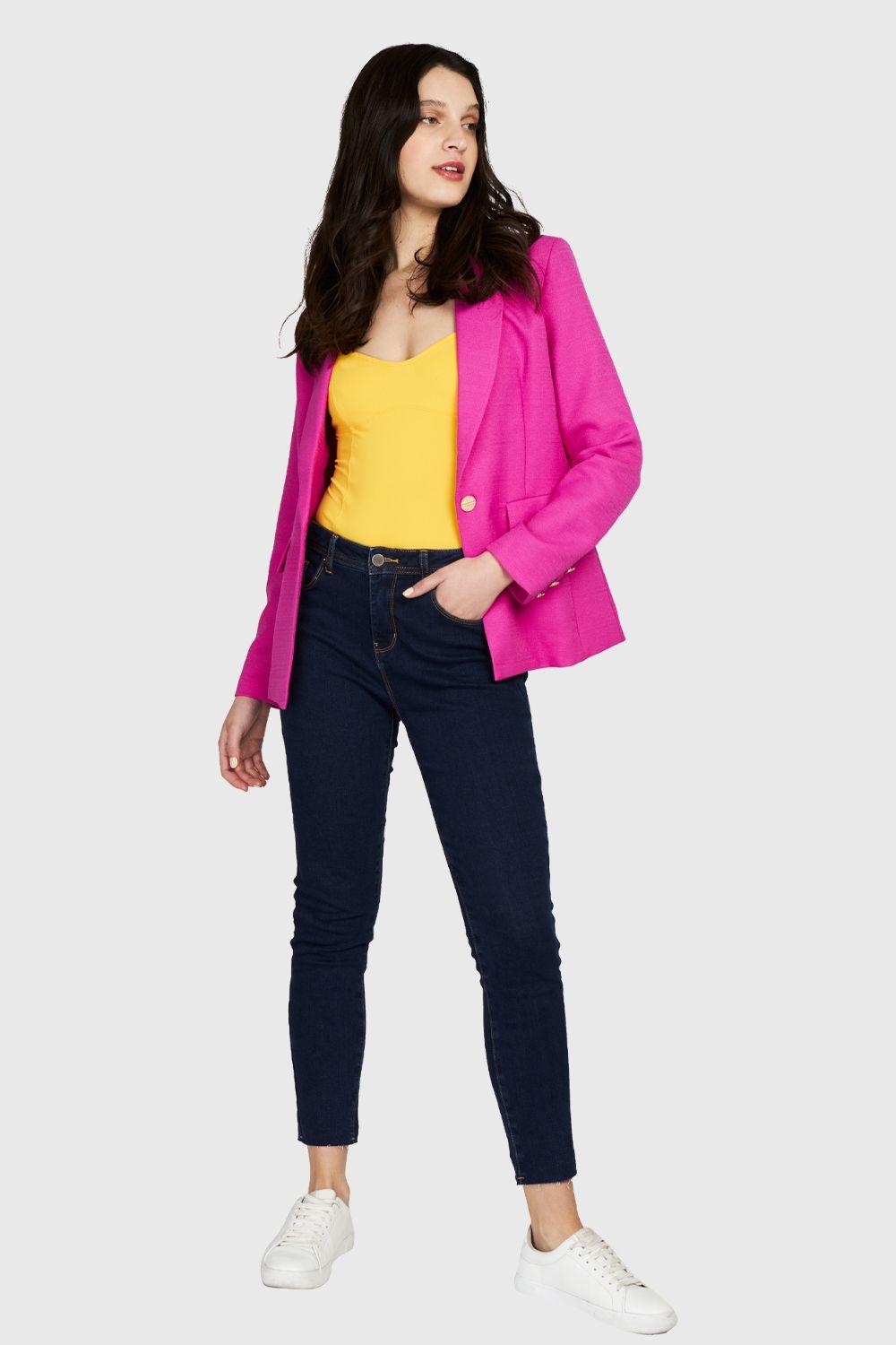 Blazer Botones Dorados Fucsia Nicopoly-1