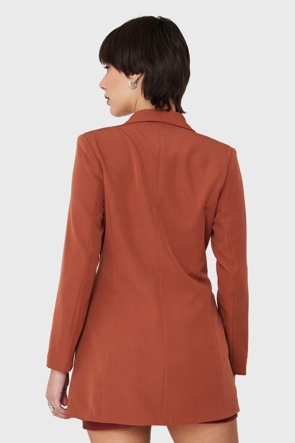Blazer Largo Cuatro Botones Óxido Nicopoly-3