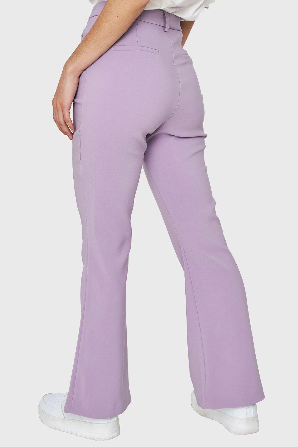 Pantalón Flare Elasticado Lila Nicopoly-3