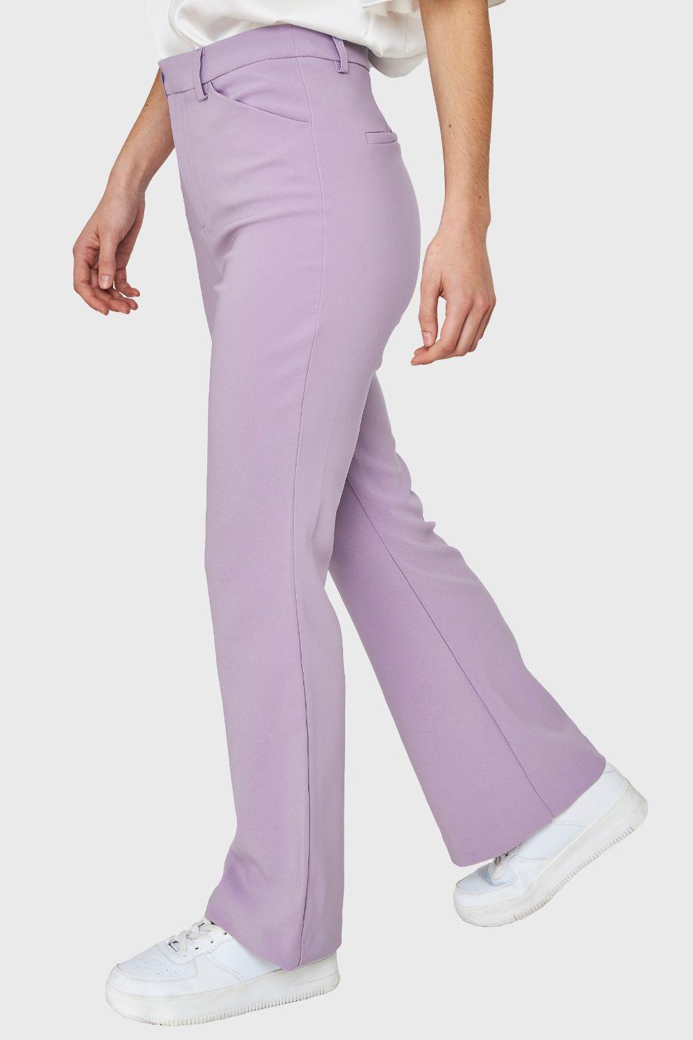 Pantalón Flare Elasticado Lila Nicopoly-2