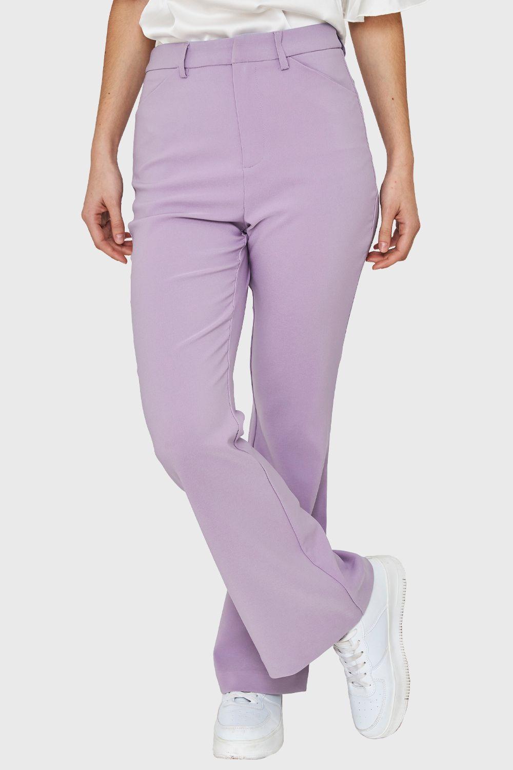 Pantalón Flare Elasticado Lila Nicopoly-0