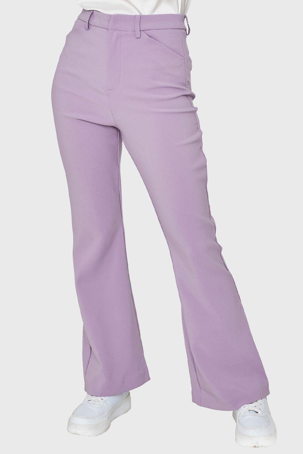 Pantalón Flare Elasticado Lila Nicopoly-4