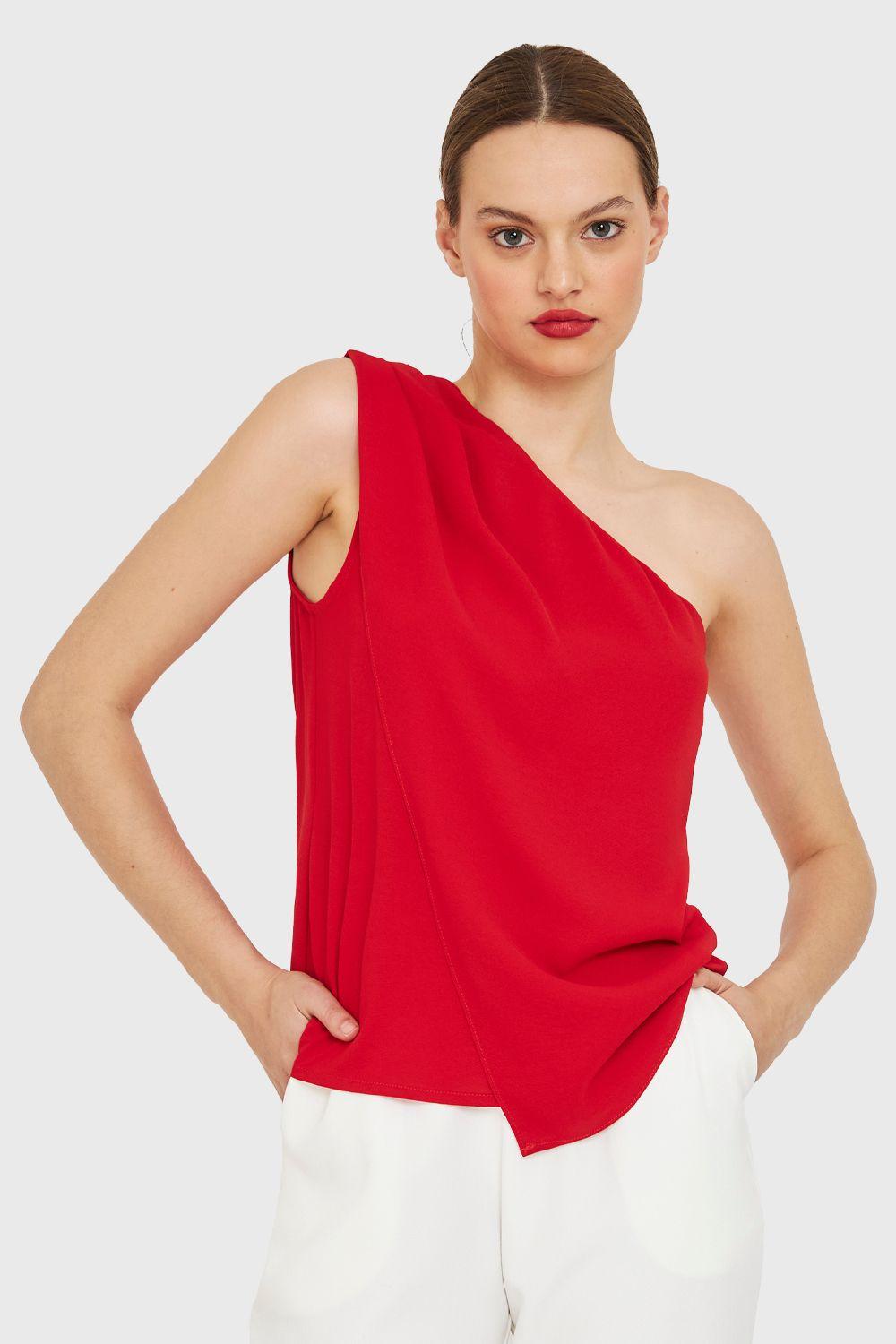 Blusa Asimétrica Rojo Nicopoly-0