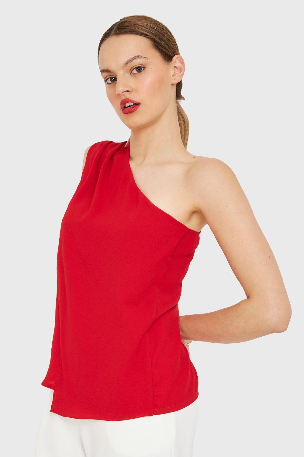 Blusa Asimétrica Rojo Nicopoly-2